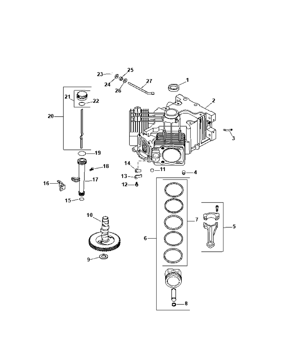 Crankcase Diagram and Parts List for Z-FORCE50 17AH3AGP-17AH3AGP709-17AH3AGP710 Cub Cadet Lawn Tractor
